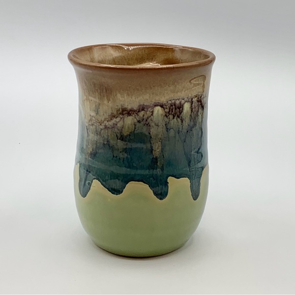 Neher Art Pottery Right Handwarmer Mug Green Blue Drip Glaze Clay In Motion 2016 - Picture 7 of 12